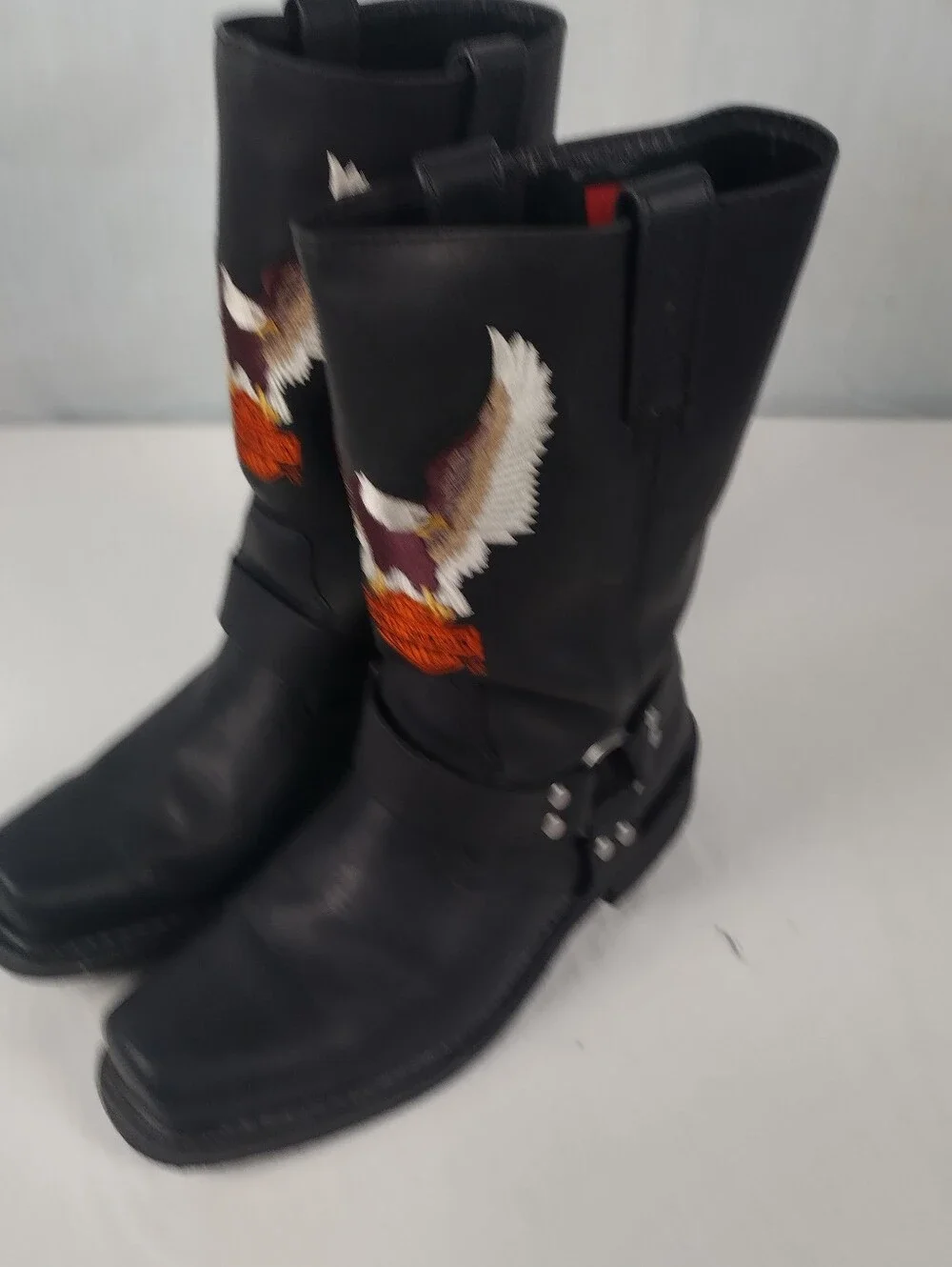 Harley Davidson Men's Size 10 Eagle Harness Leather Biker Boots Black D93216 - Picture 3 of 16